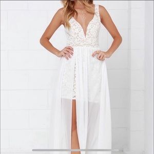 Lulus lace dress with white overlay